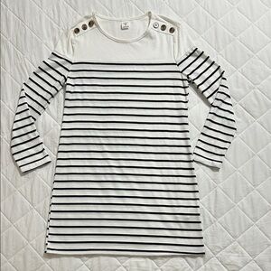 SHEIN Black and White Striped Long Sleeve Top